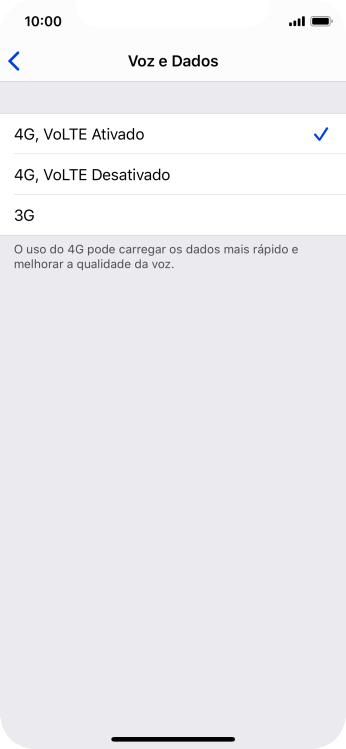 Se você quiser usar o 4G tanto para chamadas quanto para dados móveis, deve pressionar 4G, VoLTE Ativado. Se você quiser usar o 4G tanto para chamadas quanto para dados móveis, deve pressionar 4G, VoLTE Ativado.