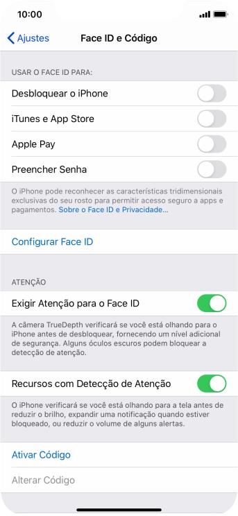 Pressione Ativar Código, e digite um código de bloqueio de sua escolha duas vezes seguidas. Pressione Ativar Código, e digite um código de bloqueio de sua escolha duas vezes seguidas.