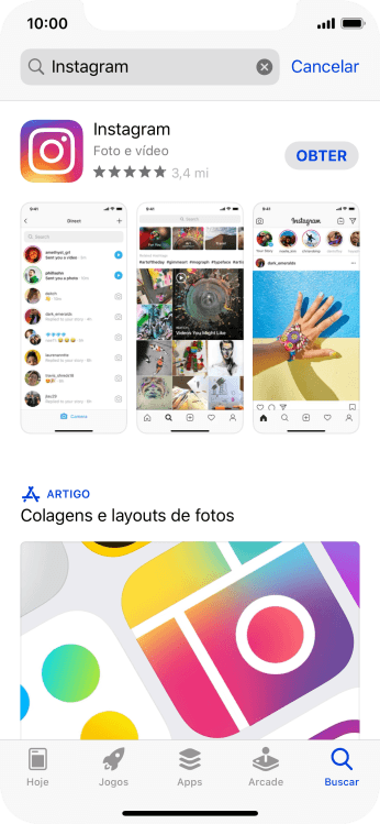 Pressione Instagram. Pressione Instagram.