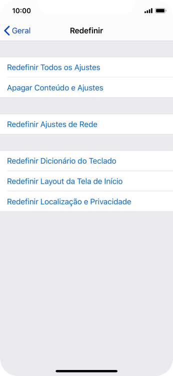 Pressione Redefinir Todos os Ajustes. Pressione Redefinir Todos os Ajustes.