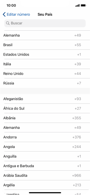 Pressione o país desejado. Pressione o país desejado.