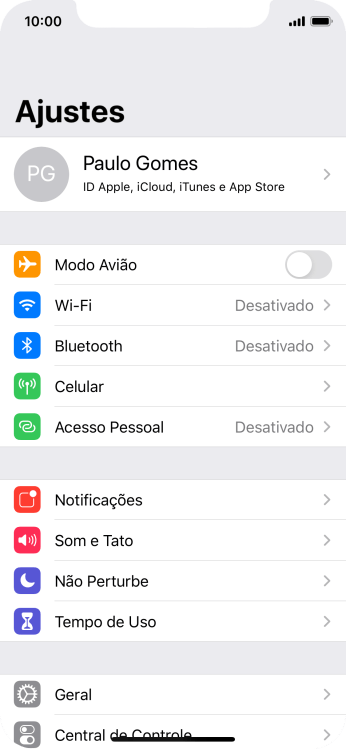 Pressione seu ID Apple. Pressione seu ID Apple.