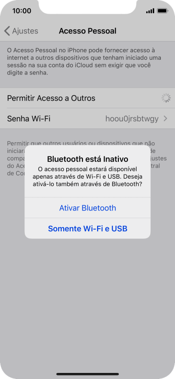 Se o Wi-Fi estiver ativado você deve pressionar Somente Wi-Fi e USB. Se o Wi-Fi estiver ativado você deve pressionar Somente Wi-Fi e USB.