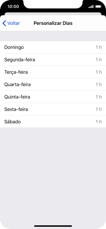 Pressione os dias desejados. Pressione os dias desejados.