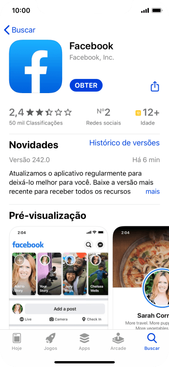 Pressione OBTER, e siga as indicações da tela para instalar o app. Pressione OBTER, e siga as indicações da tela para instalar o app.