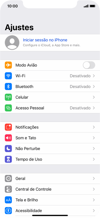 Pressione Iniciar sessão no iPhone. Pressione Iniciar sessão no iPhone.