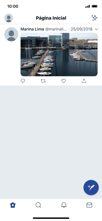Pressione o ícone de novo tweet. Pressione o ícone de novo tweet.
