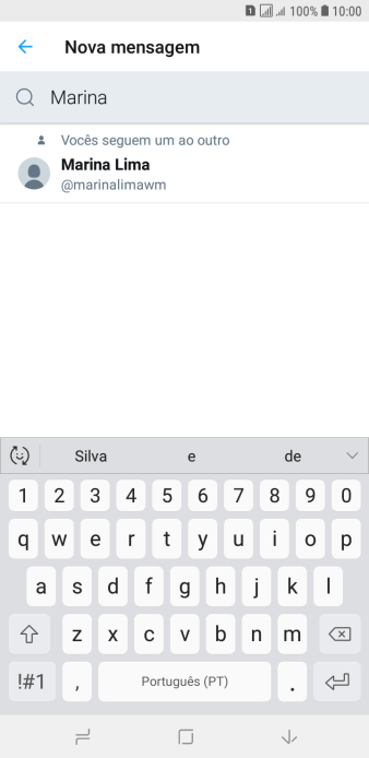 Digite as primeiras letras do destinatário desejado e pressione o contato. Digite as primeiras letras do destinatário desejado e pressione o contato.