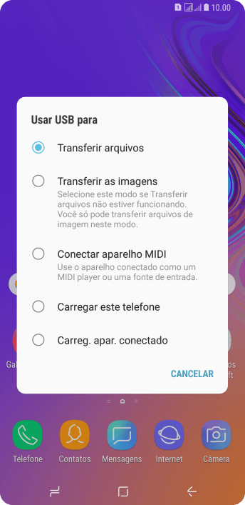 Pressione Transferir arquivos para ativar a função. Pressione Transferir arquivos para ativar a função.