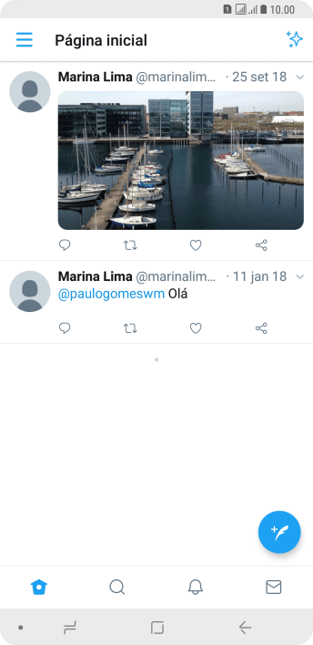 Pressione o ícone de novo tweet. Pressione o ícone de novo tweet.