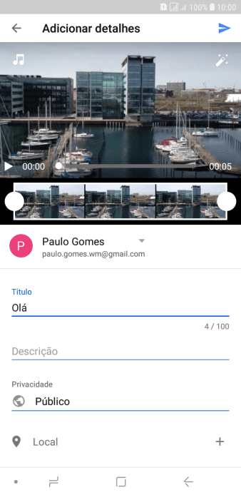 Escreva o texto desejado, e pressione o ícone de upload. Escreva o texto desejado, e pressione o ícone de upload.
