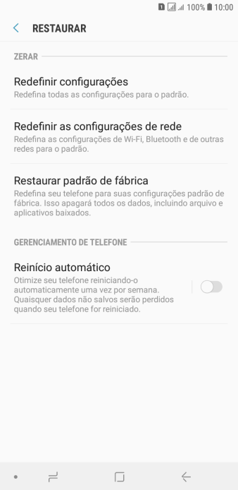 Pressione Restaurar padrão de fábrica. Pressione Restaurar padrão de fábrica.