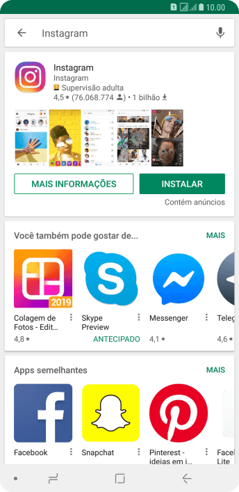Pressione Instagram. Pressione Instagram.