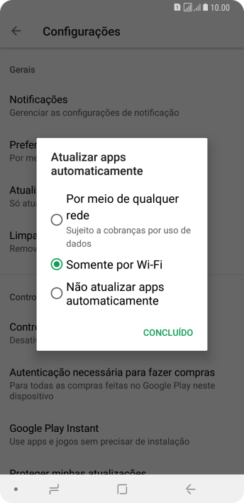 Para desativar a atualização automática de apps, você deve pressionar Não atualizar apps automaticamente. Para desativar a atualização automática de apps, você deve pressionar Não atualizar apps automaticamente.