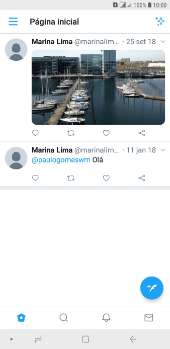Pressione o ícone de novo tweet. Pressione o ícone de novo tweet.
