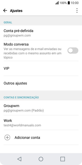 Pressione a conta de e-mail desejada. Pressione a conta de e-mail desejada.