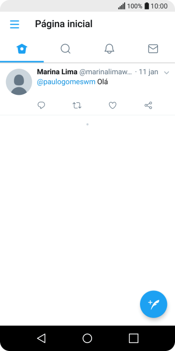 Pressione o ícone de novo tweet. Pressione o ícone de novo tweet.