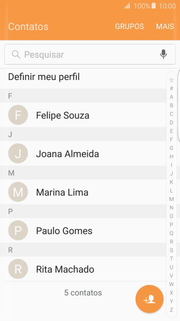 Pressione o ícone de novo contato. Pressione o ícone de novo contato.