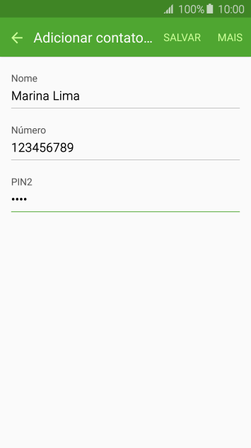 Digite o código PIN2, e pressione SALVAR. Digite o código PIN2, e pressione SALVAR.