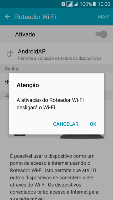 Se o Wi-Fi estiver ativado você deve pressionar OK. Se o Wi-Fi estiver ativado você deve pressionar OK.