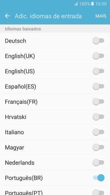 Pressione o idioma desejado para adicioná-lo. Pressione o idioma desejado para adicioná-lo.