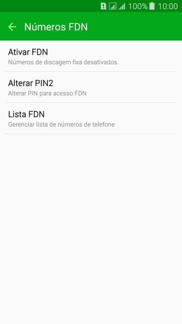 Pressione Ativar FDN para ativar a os números de discagem fixa. Pressione Ativar FDN para ativar a os números de discagem fixa.