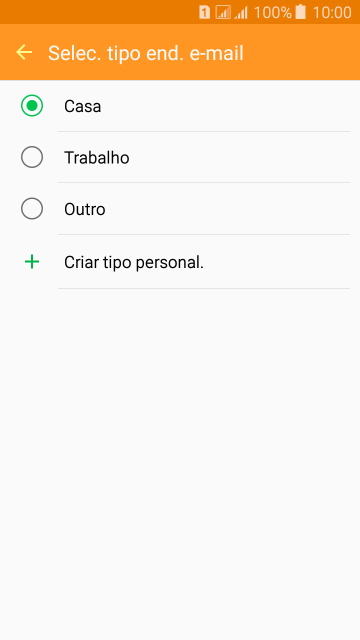 Pressione o tipo de e-mail desejado. Pressione o tipo de e-mail desejado.