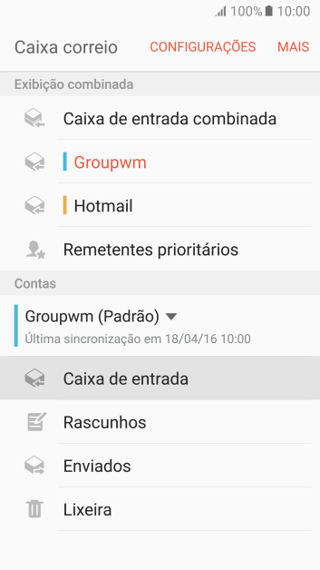 Pressione a conta de e-mail desejada. Pressione a conta de e-mail desejada.
