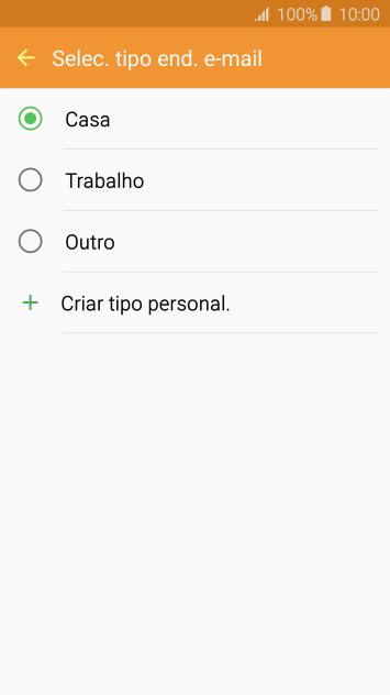 Pressione o tipo de e-mail desejado. Pressione o tipo de e-mail desejado.