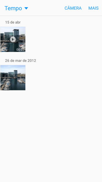 Navegue até a pasta desejada e pressione a foto ou vídeo desejado. Navegue até a pasta desejada e pressione a foto ou vídeo desejado.