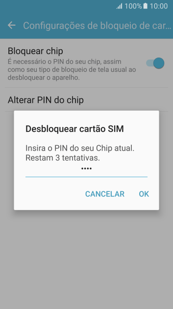 Digite um código PIN de quatro cifras e pressione OK. O código PIN padrão é 1010. Digite um código PIN de quatro cifras e pressione OK. O código PIN padrão é 1010.
