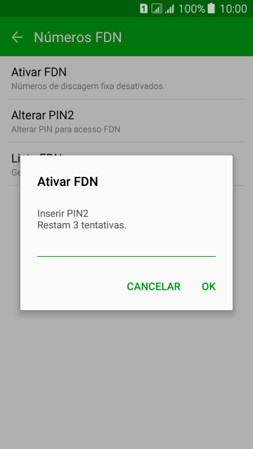 Digite o código PIN2, e pressione OK. Digite o código PIN2, e pressione OK.