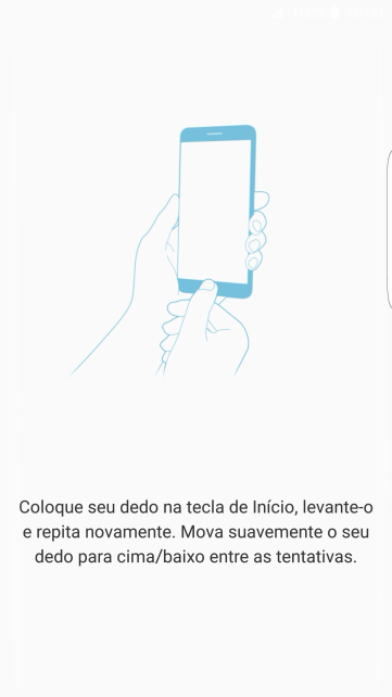 Pressione as indicações da tela para adicionar a impressão digital. Pressione as indicações da tela para adicionar a impressão digital.