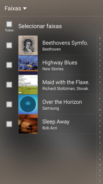 Pressione a música desejada. Pressione a música desejada.
