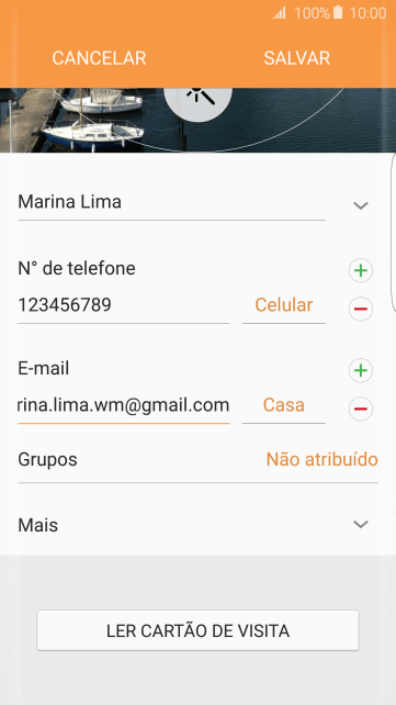Pressione o campo ao lado do endereço de e-mail. Pressione o campo ao lado do endereço de e-mail.
