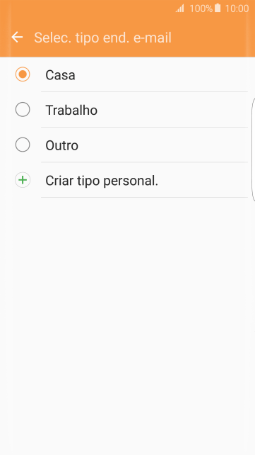 Pressione o tipo de e-mail desejado. Pressione o tipo de e-mail desejado.