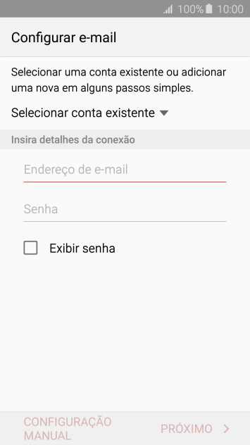 Pressione Endereço de e-mail, e digite o endereço de e-mail. Pressione Endereço de e-mail, e digite o endereço de e-mail.