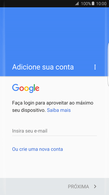 Se você não tiver uma conta Google, deve pressionar Ou crie uma nova conta, e seguir as instruções da tela para instalar uma conta. Se você não tiver uma conta Google, deve pressionar Ou crie uma nova conta, e seguir as instruções da tela para instalar uma conta.