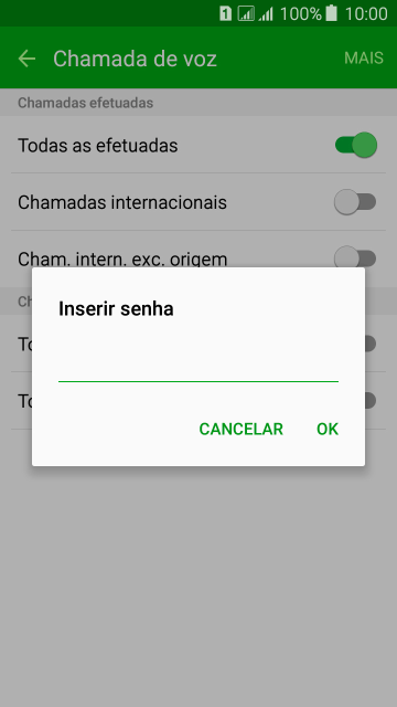 Digite sua senha de bloqueio, e pressione OK. Digite sua senha de bloqueio, e pressione OK.