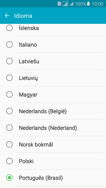 Pressione o idioma desejado. Pressione o idioma desejado.