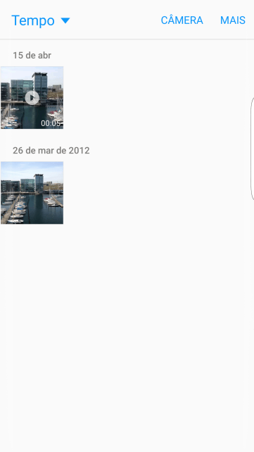 Navegue até a pasta desejada e pressione a foto ou vídeo desejado. Navegue até a pasta desejada e pressione a foto ou vídeo desejado.