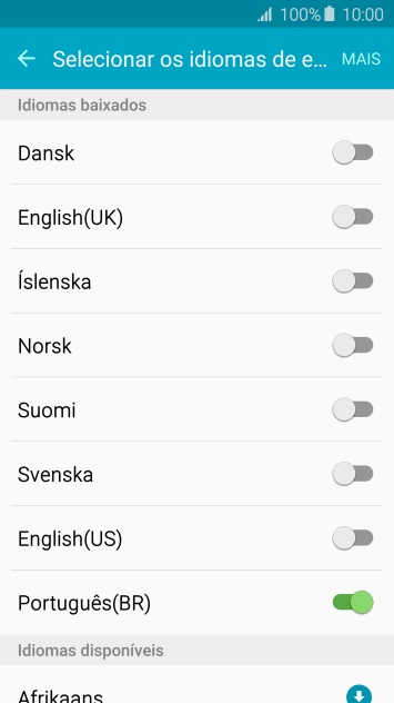 Pressione o idioma desejado para adicioná-lo. Pressione o idioma desejado para adicioná-lo.