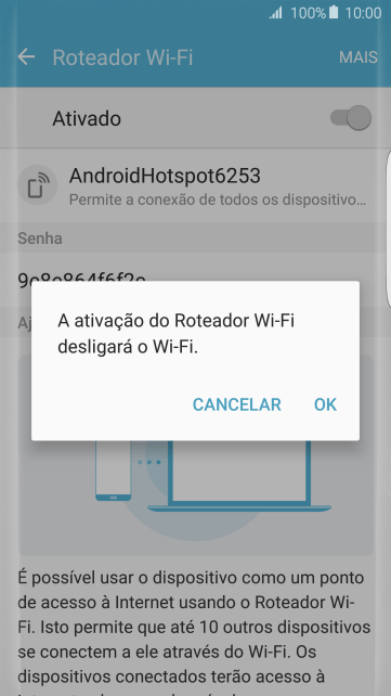 Se o Wi-Fi estiver ativado você deve pressionar OK. Se o Wi-Fi estiver ativado você deve pressionar OK.