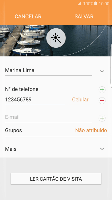 Pressione o campo ao lado do número de telefone. Pressione o campo ao lado do número de telefone.