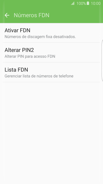 Pressione Ativar FDN para ativar a os números de discagem fixa. Pressione Ativar FDN para ativar a os números de discagem fixa.