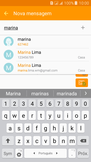 Pressione o contato desejado. Pressione o contato desejado.