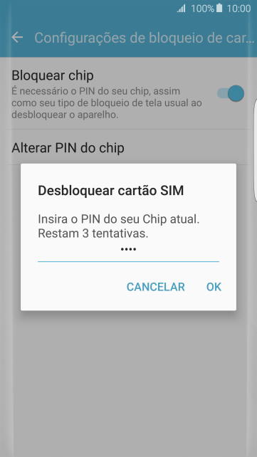 Digite um código PIN de quatro cifras e pressione OK. O código PIN padrão é 1010. Digite um código PIN de quatro cifras e pressione OK. O código PIN padrão é 1010.