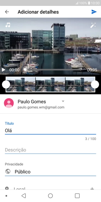 Escreva o texto desejado, e pressione o ícone de upload. Escreva o texto desejado, e pressione o ícone de upload.