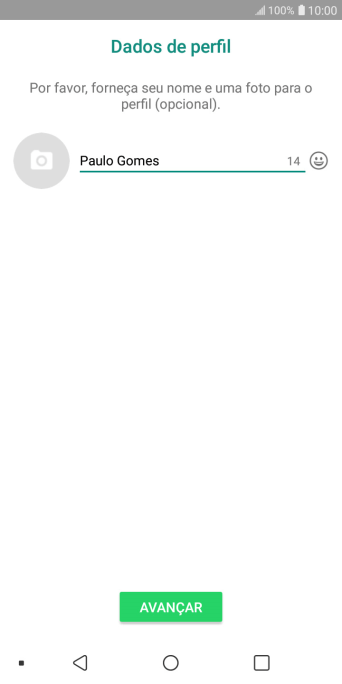 Digite o nome do usuário, e pressione AVANÇAR. Digite o nome do usuário, e pressione AVANÇAR.