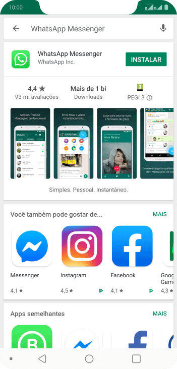 Pressione WhatsApp Messenger. Pressione WhatsApp Messenger.
